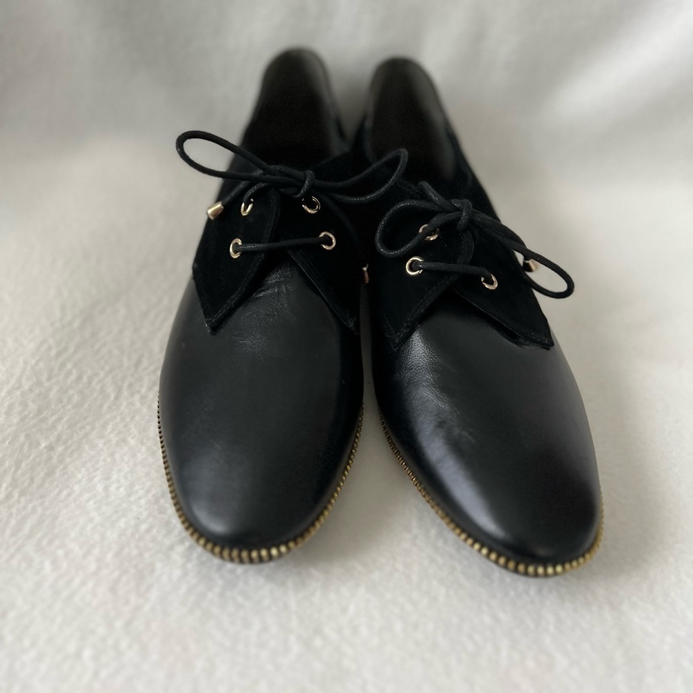 Adrianna Papell Size 8 1/2 Leather Black Lace-Up Loafer with Zippered Accent - Picture 7 of 15